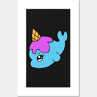 Whale Unicorn Hand Drawn Posters and Art